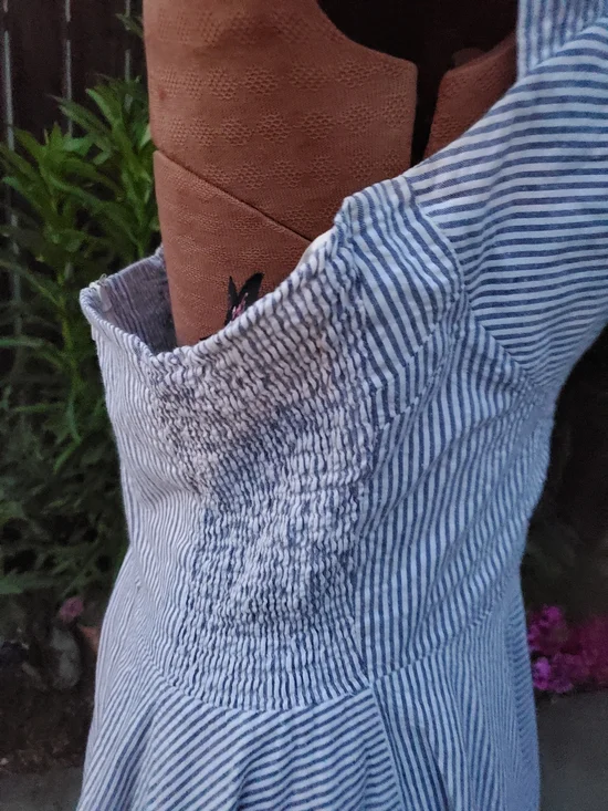 Trashy Diva Blue and White Striped Halter Fit-and-Flare Midi Dress - Picture 4 of 8